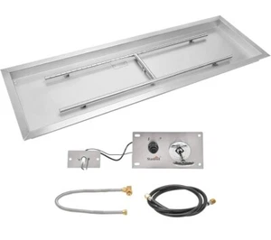 Stanbroil 24" x 8" rechteckige Drop-in Feuerstelle Pfanne mit Funkenzündung Kit natürlich - Bild 1 von 2