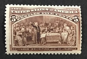 US 1893 VF-XF MVLH Sc# 234. 5c COLUMBIAN Issue. (W16) - Picture 1 of 2
