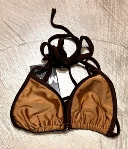 Ma Maya Top S Chocolate Caramel Bikini Top Adjustable Straps Womens Swimwear Nyl - Picture 1 of 4