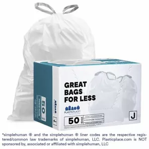 Plasticplace Custom Fit Trash Bags Compatible with simplehuman Code J, 50 Count - Picture 1 of 7