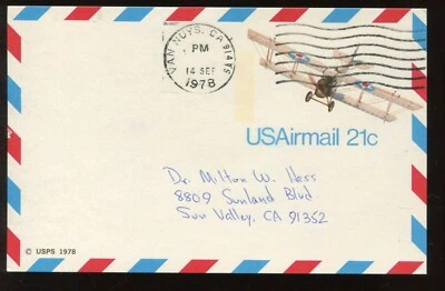 UXC17 Airmail Postal Card Lot of 5 PRE FDC'S SEPT 13 & 14 1978 LV6071 - Image 1 of 4