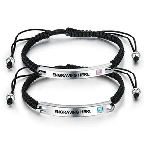 Pulsera de identificación con cuerda circular ajustable de color acero inoxidable - grabado gratuito - Imagen 1 de 4