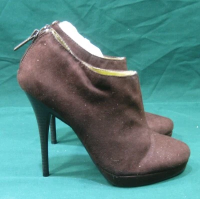 Michael Antonio Marrón 4.5" Tacón de Agujero Punta Redonda Botines Mujer Talla 6 Foto 1 de 4