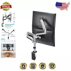 Dual Monitor Arm Desk Mount for 13" to 27" Monitors - Full Motion Ergonomic D... - Picture 1 of 10