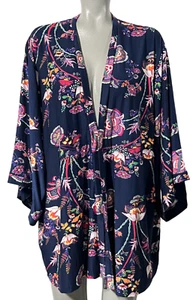 NUEVO SOMA AZUL FLORAL FRESCAS NOCHES ENCAJE DETALLE BATA CORTA KIMONO TALLA XL - Imagen 1 de 9
