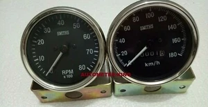 Smiths réplica 85 mm velocímetro reloj sabio kph y tacómetro mecánico - Imagen 1 de 3