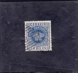 CORONA INDIA PORTOGHESE RICARICATA 1 T/50R. Perf. 13,5 AF #91 - Foto 1 di 1