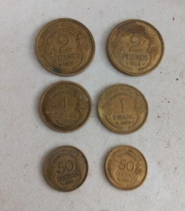 Lot De 6 Monnaies Chambre De Commerce Annnees 30 50 Centimes 1 & 2 Francs - Picture 1 of 4