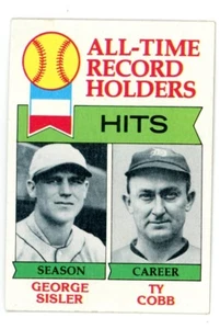 1979 TOPPS #411 ALL TIME RECORD HOLDERS - HITS - TY COBB/SISLER - Picture 1 of 2