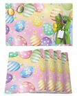 Easter Colorful Eggs Placemats Set Of 6 Spring Flowers Non-Skid Place Mats St...