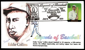 2000 Eddie Collins FDC Legends of Baseball Philadelphia A's Juvelar Cachet - Picture 1 of 2