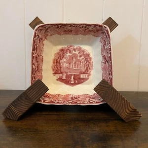 Masons Vista Pink Square Bowl x2 5.5" Good Condition. Defects (pictured) - Picture 1 of 7
