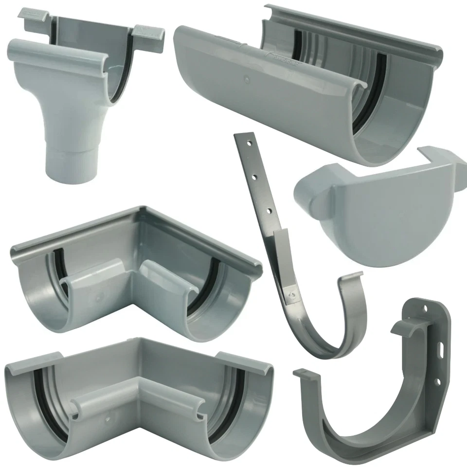 Marley Dachrinnenset aus PVC Dachrinnenteile RG 100 Grau RAL 7040 Fallrohrsystem - Bild 1 von 1