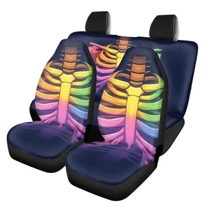 Rainbow Skull LGBT Lesbian Car Seat Covers for Cars,Colorful Skeleton Gay Pri... - Picture 1 of 7