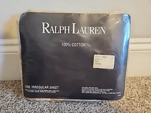 Vintage Ralph Lauren Fawn (Beige) Irregular King Flat Sheet Cotton Estate Sateen - Picture 1 of 6