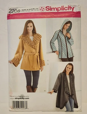 Simplicity 2208 Sewing Pattern 3 different fleece jackets uncut size A XS S M L - Image 1 of 3