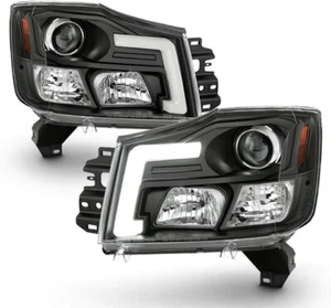 Fit 04-15 Titan 04-07 Armada Black LED Tube Projector Headlights SE/LE/XE - Bild 1 von 7