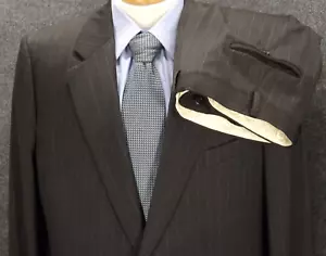 Tuta uomo Hickey Freeman 46XL grigio lana gessato 38x30 pantaloni plissettati 2 pezzi - Foto 1 di 12