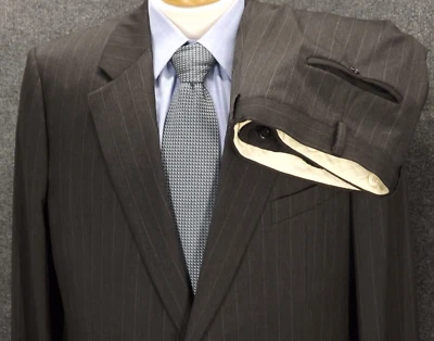 Hickey Freeman Mens Suit 46XL Gray Wool Pinstripe 38x30 Pleated Pants 2 Piece - Image 1 of 4