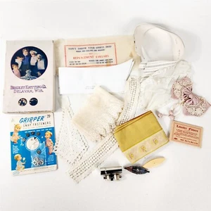 Scatola collari nastro pizzo pulizia cassetto cucito vintage - Foto 1 di 9