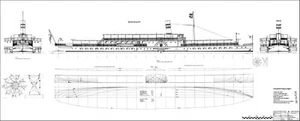 DRESDE. Buque de pasajeros, vapor de rueda lateral (1926). Plano del modelo - Imagen 1 de 3