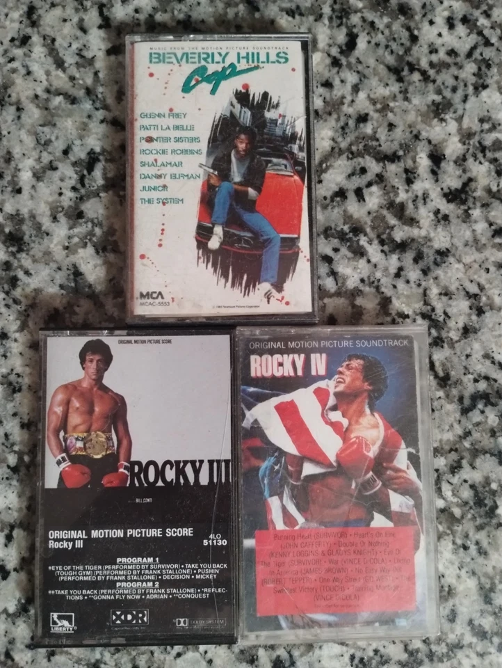 Vintage Cassette Soundtrack Lot Of 3: Rocky III, Rocky IV & Beverly Hills Cop  Foto 1 de 4