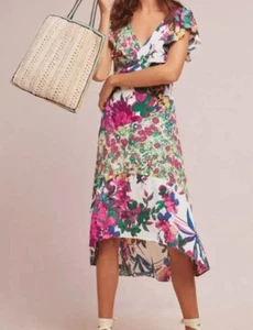 Tracy Reese X Anthropologie ruffled faux wrap floral dress SMALL - Picture 1 of 8