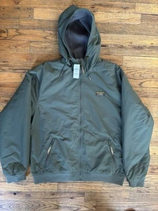 NWT LLBean Insulated 3 Season Bomber Jacket Men L Green Hood Sustainable Outdoor - Picture 1 of 4