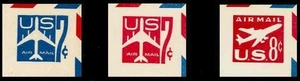 SCOTT #UC33, 4, 6 VERY FINE MINT CUT SQUARES - Border d - Picture 1 of 2