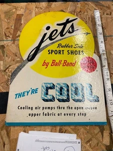 Vtg 50's Jets Sports Shoe Store Steppers Baseball Football Sign Advertising! - Picture 1 of 5