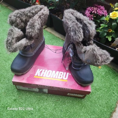 KHOMBU 灰色防水新品! W/TAGS 女式 USA 11 FUR LINED 靴子-漂亮! — 第 1/4 张图片