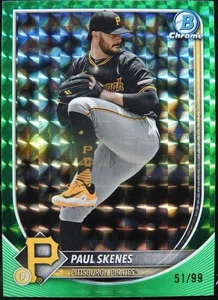 2025 Bowman Chrome Paul Skenes #30 Green Geometric Refractor #/99 - Picture 1 of 2