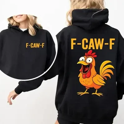Divertidas Sudaderas con Capucha F-Caw-F Pollo para Hombres Mujeres, Unisex Humor Sudadera con Capucha Foto 1 de 4
