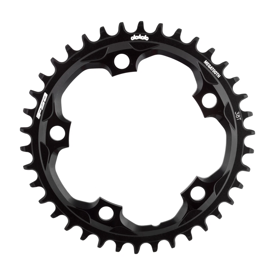 Super Road Megatooth Chainring - 38t, 110mm BCD, Aluminum, Black 370-0017017050 - Image 1 of 1