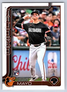 2025 Topps Serie 1 Base # 20 Coby Mayo, Baltimore Orioles RC - Imagen 1 de 2