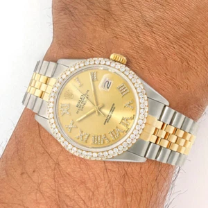 Rolex Datejust Jubilee Band Custom Diamond Bezel Gold on Gold Dial 36mm Watch - Picture 1 of 7