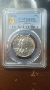 1921 Alabama Silver Commemorative Half Dollar 50C PCGS UNC Details Cleaned  4749 - Picture 1 of 4