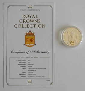 NIUE $1 COIN with COA one dollar 1 2017 proof WITH SILVER AND GOLD PLATING - Picture 1 of 3
