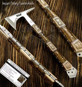 IMPACT CUTLERY RARE CUSTOM D2 FULL TANG ART TOMAHAWK AXE HATCHET KNIFE - Picture 1 of 12