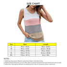 (S-Pink) Womens Pullover U Neck Color Block Knit Tank Tops Casual Loose