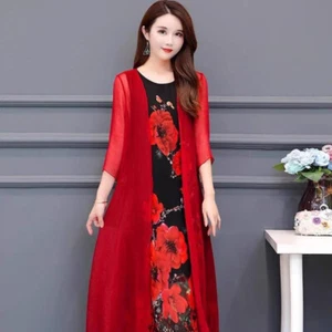 Ladies Chiffon Coat Shrug Bolero Sheer Jacket Long Cape Cardigan Sheer Summer - Picture 1 of 16