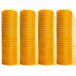 4 Rolls Yellow Gold Mesh Ribbon 10"x30 Feet Wreath & Fall Swag Decoration - Picture 1 of 3