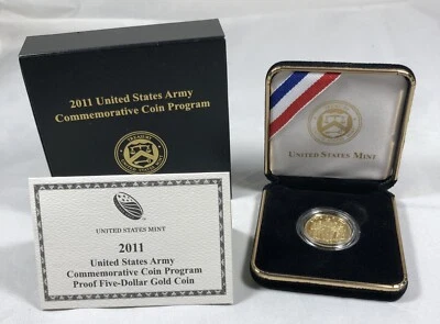 2011 $5 United States Army Proof Gold Commem. w OGP. .2457 AGW. - Image 1 of 4