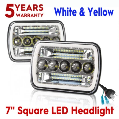 Pair 7x6" 5x7" LED Headlights Hi/Lo Beam Turn Signal For Holden Rodeo 1998-2003 - image 1 of 4