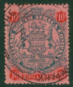SG 50 Rhodesia 1886-97. 10/- pizarra y bermellón/rosa. Muy bien usado. Pequeño... - Imagen 1 de 1