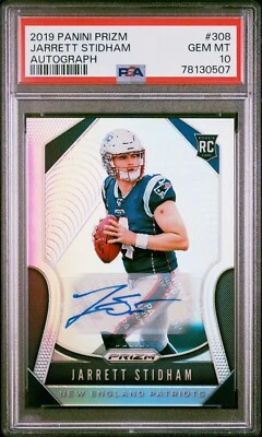 2019 JARRETT STIDHAM PANINI PRIZM RC ROOKIE AUTO AUTOGRAPH #308 PSA 10 GEM MINT - Image 1 of 2