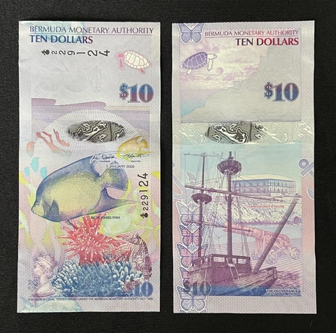 BERMUDA $10 Dollars 2009, P-59a, Onion Prefix, Richardson / Milligan-Whyte, UNC Cover