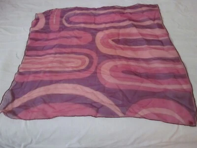 Vintage MCM Vera Neumann purple pink fuchsia funky design scarf silk blend - Image 1 of 4