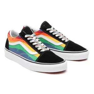 VANS Old Skool Pride Rainbow Drip Low Top Trainers Sneakers UK Size 3 BNIB Black - Picture 1 of 9