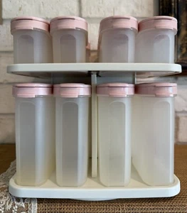 TUPPERWARE PINK Modular Mates Spice Carousel & 17 Shaker Containers Full Set - Picture 1 of 5